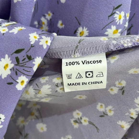 Brovave Purple Ditsy Floral Tie Front Smocked Milkmaid MIDI Dress Small NWT Boho - Picture 12 of 13